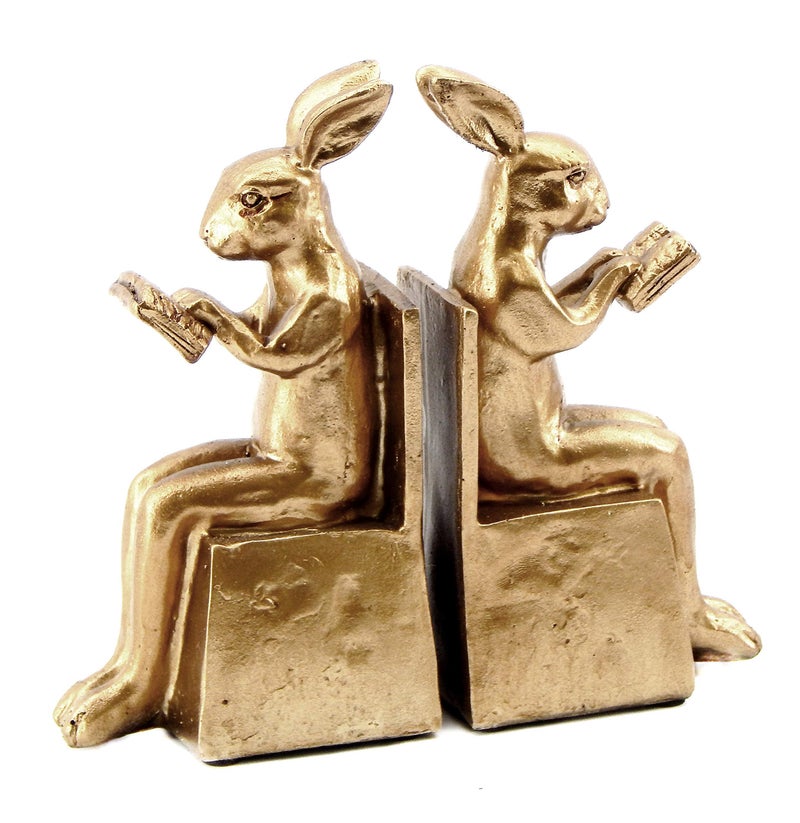 Bellaa 22883 Rabbit Bookends Studious Reading Bunny 7 Inch - Image 5